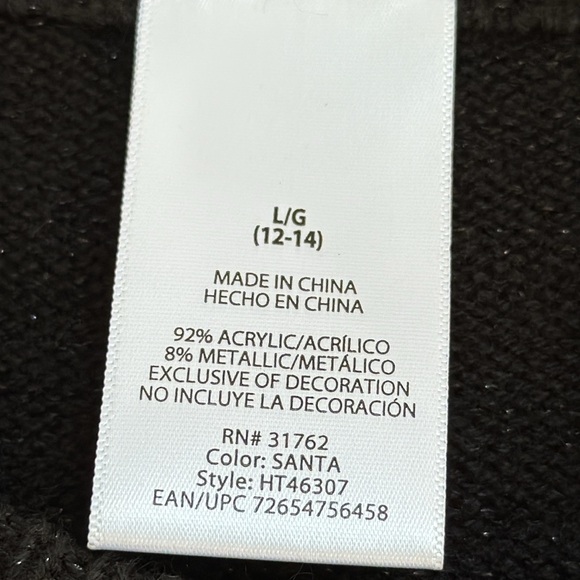 Ugly Christmas Sweater Black Pullover With Santa Size Large - Picture 2 of 6